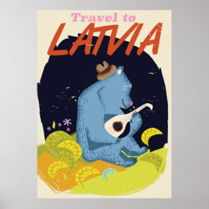 Lettland Cartoon Vintage-Reiseposter Poster