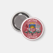 Lettland-Coat-Circle-Shape Magnet (Vorderseite/Rückseite)
