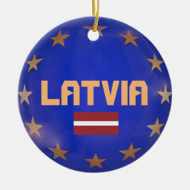 Lettland - Europäische Gewerkschaft Weihnachtsschm Keramikornament
