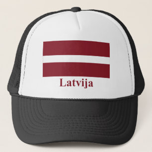 Lettland-Flagge mit Namen auf Latvian Truckerkappe