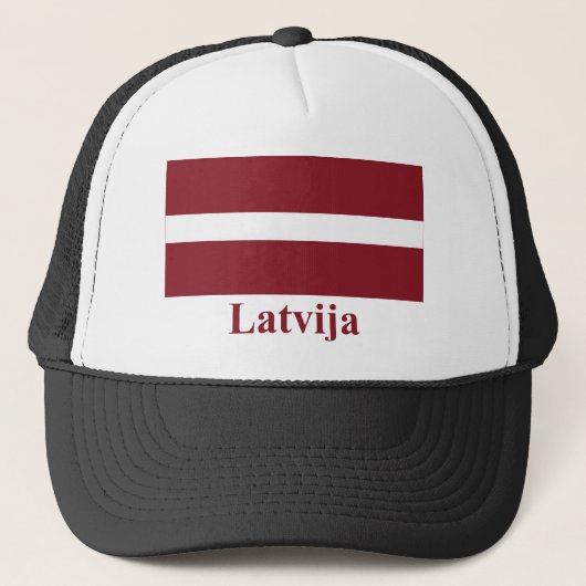 Lettland-Flagge mit Namen auf Latvian Truckerkappe (Vorderseite)