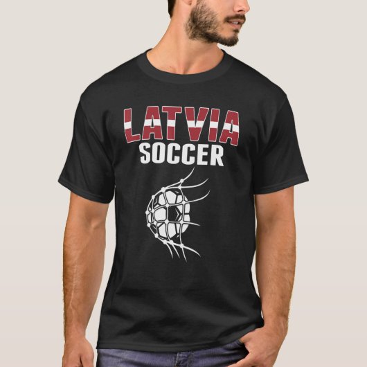 Lettland Fußball-Ball im Netz Ziel lettischen Fußb T-Shirt (Vorderseite)
