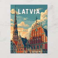 Lettland Illustration Reise Kunst Vintage