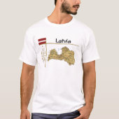 Lettland Karte + Flagge + T - Shirt (Vorderseite)