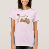 Lettland Karte + Flagge + T - Shirt (Vorderseite)