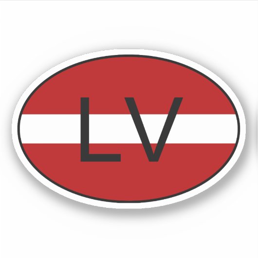 LETTLAND Ländercode Oval Aufkleber mit Flag-Perfec (Vorderseite)