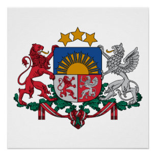 Lettland Landeswappen Symbol Emblem Flagge Poster