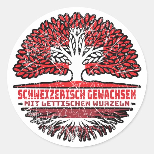 Lettland Lettisch Schweizer Baum Wurzel Runder Aufkleber (Vorderseite)