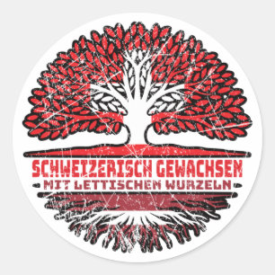 Lettland Lettisch Schweizer Baum Wurzel Runder Aufkleber
