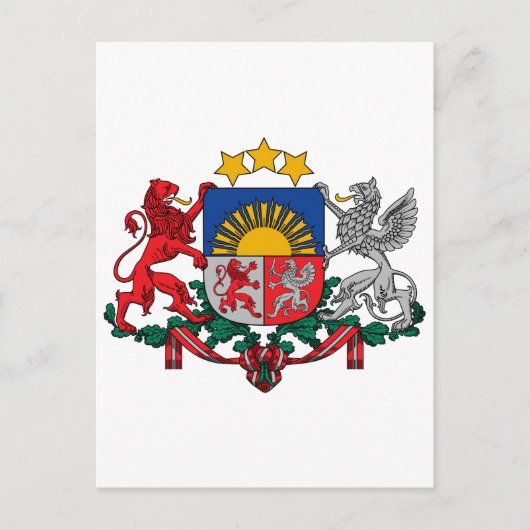Lettland - Offizieller Wappen - Heraltrockenzeiche Postkarte (Vorderseite)