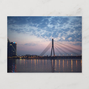 Lettland - Riga - Brücke bei der Dämmerung Postkarte