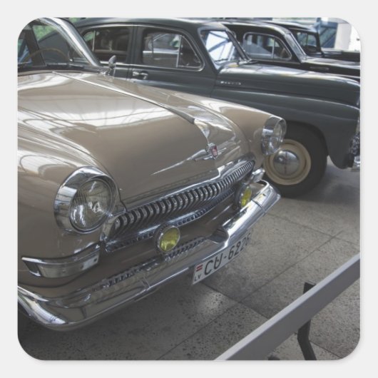 Lettland, Riga, Riga Motor Museum, 1960er Quadratischer Aufkleber (Vorderseite)