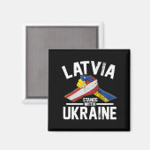 Lettland steht unter ukrainischer Flagge Magnet (Vorderseite/Rückseite)