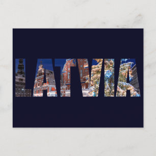 Lettland Text mit Leuchtwein Weihnachtsbaum Postkarte