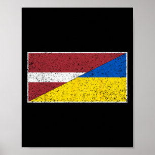 Lettland Ukraine Flag Lettische Ukrainische Nation Poster