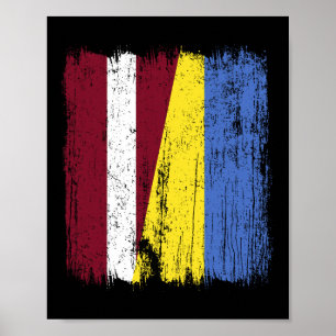 Lettland Ukraine Halbflagge Lettische Ukrainische Poster