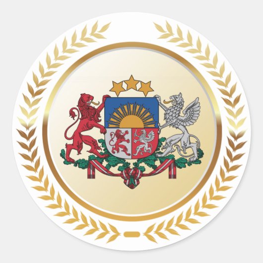 Lettland-Wappen Runder Aufkleber (Vorderseite)