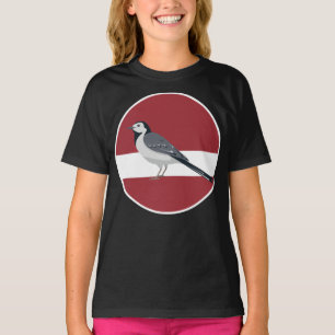 Lettland Weißer Waggtail Bird Lettischer Landtier T-Shirt