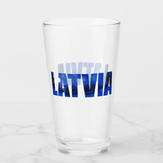 Lettland Winterabendtext mit Reflektion Glas (Vorderseite)
