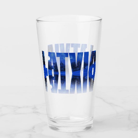 Lettland Winterabendtext mit Reflektion Glas (Vorderseite)