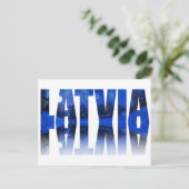 Lettland Winterabendtext mit Reflektion Postkarte (Stehend Vorderseite)