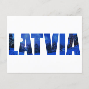 Lettland Winterabendtext mit Reflektion Postkarte