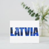 Lettland Winterabendtext mit Reflektion Postkarte (Stehend Vorderseite)
