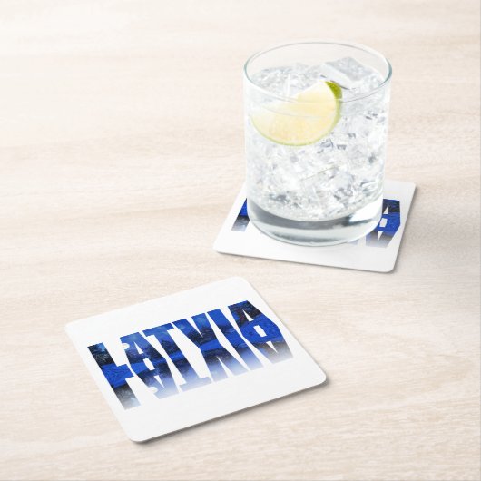 Lettland Winterabendtext mit Reflektion Rechteckiger Pappuntersetzer (Vor Ort)