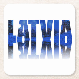 Lettland Winterabendtext mit Reflektion Rechteckiger Pappuntersetzer