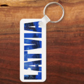 Lettland Winterabendtext mit Reflektion Schlüsselanhänger (Rückseite)