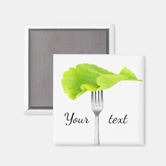 Lettuce Blatt auf einer Gabel Magnet (Vorderseite/Rückseite)