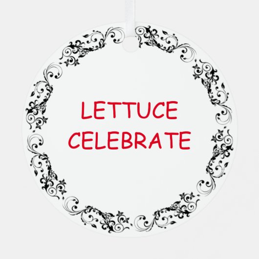 Lettuce Celebrate | Funny Salad Christmas Puff Ornament Aus Metall (Rückseite)