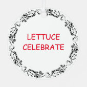 Lettuce Celebrate | Funny Salad Christmas Puff Ornament Aus Metall (Rückseite)