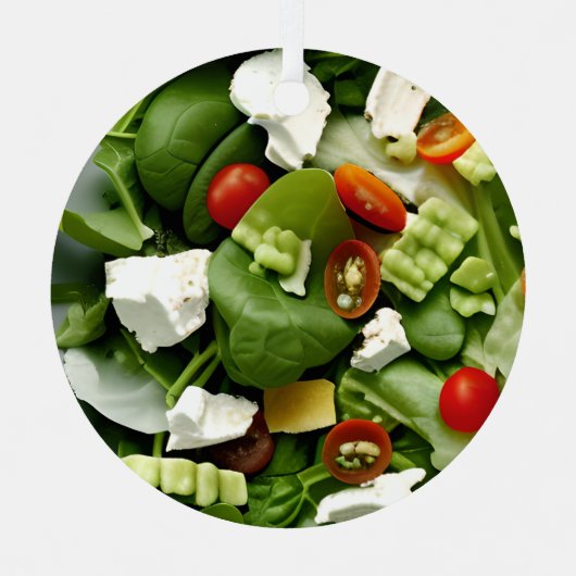 Lettuce Celebrate | Funny Salad Christmas Puff Ornament Aus Metall (Vorderseite)