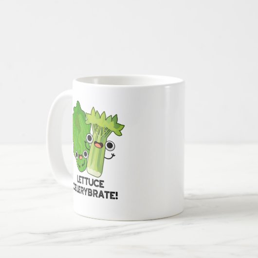 Lettuce Celerybrate Funny Veggie Pub Kaffeetasse (Vorderseite Links)