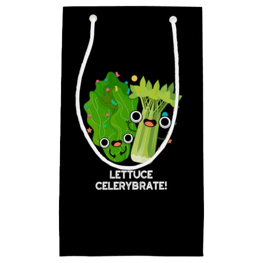 Lettuce Celerybrate Funny Veggie Pun Dark BG Kleine Geschenktüte (Vorderseite)