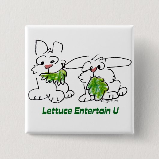 Lettuce Entertain U Cartoon Rabbits Button (Vorderseite)