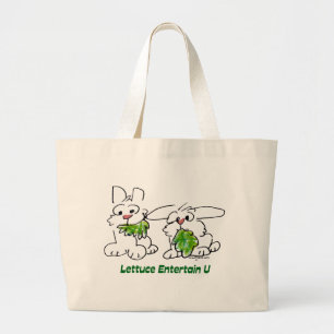 Lettuce Entertain U Cartoon Rabbits Jumbo Stoffbeutel