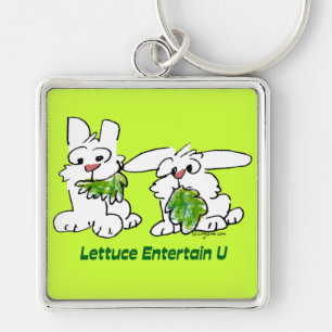 Lettuce Entertain U Cartoon Rabbits Schlüsselanhänger