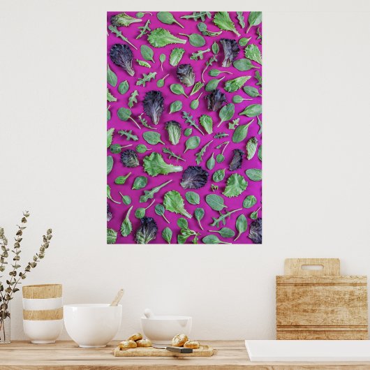 Lettuce-Grüntöne auf Lila Poster (Küche)
