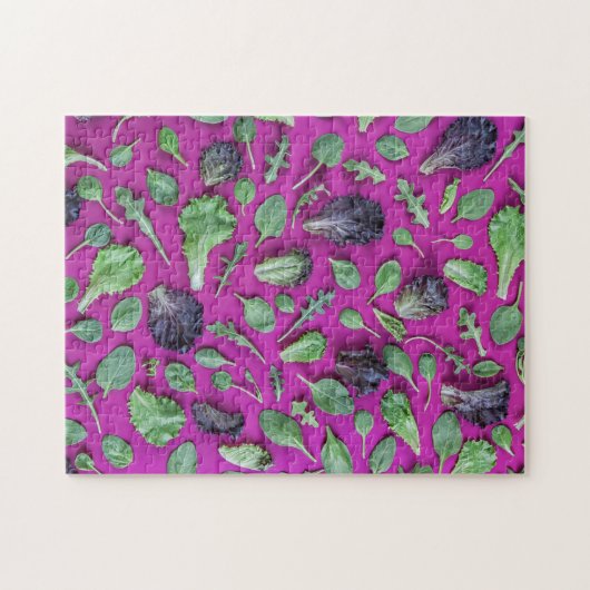 Lettuce-Grüntöne auf Lila Puzzle (Horizontal)