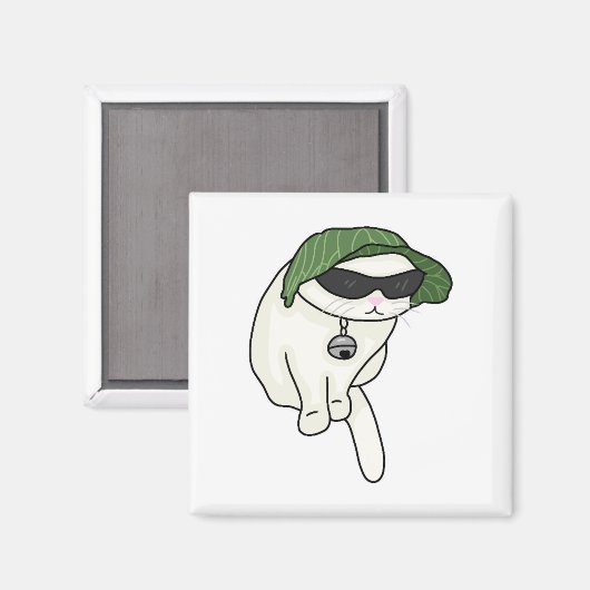 Lettuce hat cat meme magnet (Vorderseite/Rückseite)