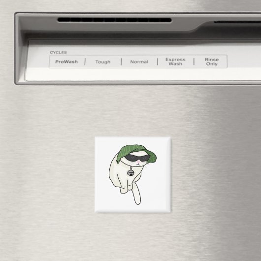 Lettuce hat cat meme magnet (In Situ (Geschirrspüler))