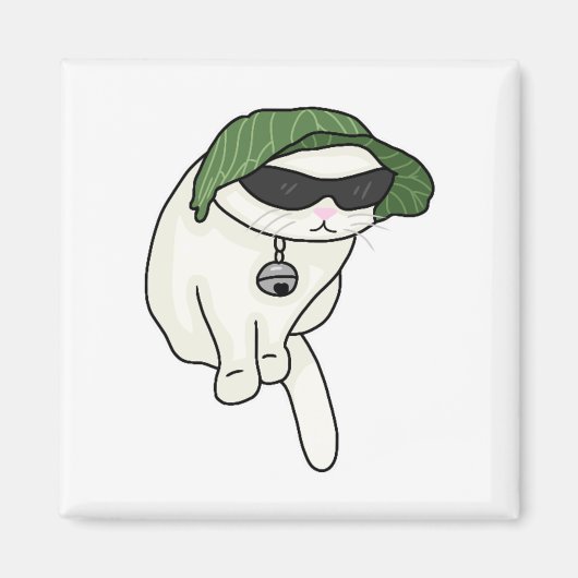 Lettuce hat cat meme magnet (Vorne)