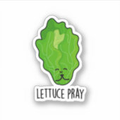 Lettuce Pray Funny Veggie Pun Aufkleber (Vorderseite)