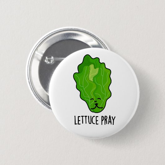 Lettuce Pray Funny Veggie Pun Button (Vorne & Hinten)