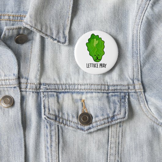 Lettuce Pray Funny Veggie Pun Button (Beispiel)