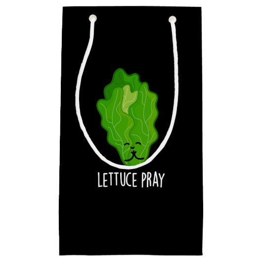Lettuce Pray Funny Veggie Pun Dark BG Kleine Geschenktüte (Vorderseite)