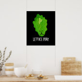 Lettuce Pray Funny Veggie Pun Dark BG Poster (Küche)