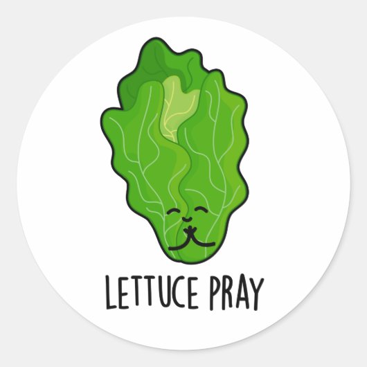 Lettuce Pray Funny Veggie Pun Runder Aufkleber (Vorderseite)
